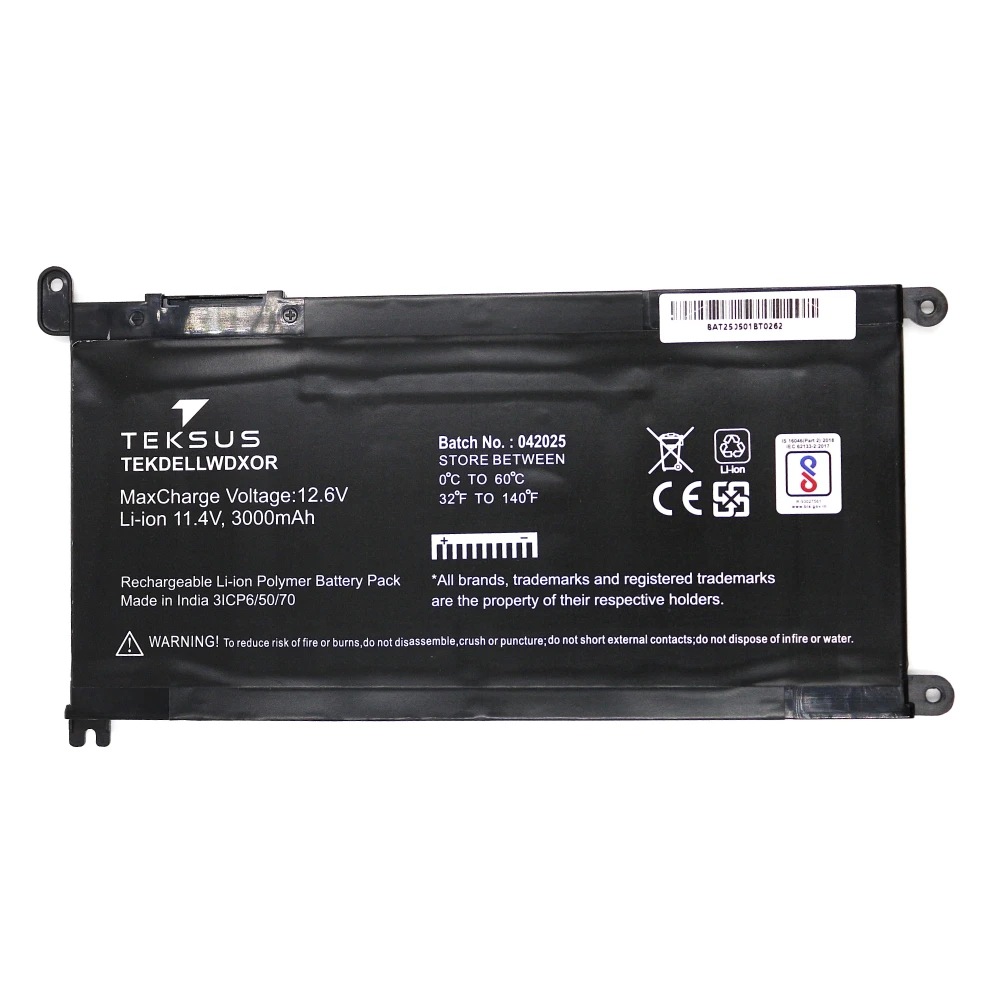 Teksus Laptop Battery Compatible For Dell Inspiron 15 | 5565 | 5567 | 5568 | WDX0R view 2